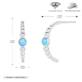 Vue détaillée des boucles d'oreilles en argent 925 en forme de C avec zircons bleus 5A - Plaqué Platine Argent 925 - Opale Bleue