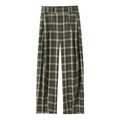 Pantalon large à carreaux pour femme avec taille haute en tissu épais vert et noir - XS / Carreaux