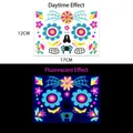 Neon Halloween skull face tattoo JFY-005 with day and UV glow fluorescent effects - Gold Powder Fluorescent JFY-005