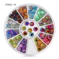 Nail art AB rhinestone set with mixed shapes in a round 12-slot organizer box - AB Irregular Rhinestones (sp0001-39)