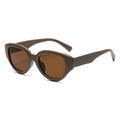 Retro oversized cat-eye oval sunglasses featuring coffee brown frames and matching lenses - Coffee