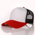 Cappellino trucker classico rosso e bianco con rete nera traspirante e visiera curva - Regolabile / Rosso Bianco Nero