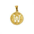 Pendentif rond en acier inoxydable doré 18K avec lettre W et texture martelée élégante - Lettre W (S-P173-W)