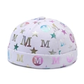 White Miki hat featuring holographic gradient star and letter M pattern print - Adjustable / White