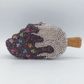 Creative popsicle shaped evening clutch bag with colorful rhinestones on metal frame - Chocolate Popsicle