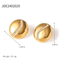 Orecchini a cerchio in oro 18k con fila centrale di cristalli, diametro 2,39 cm - Stile Tondo (JDE2402029) / JDE2402029