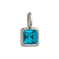 Sky blue square zircon birthstone pendant with silver plating and four-claw setting - December Birthstone Pendant - Steel Color