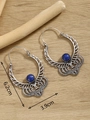Silver bohemian drop earrings with blue stone inlay measuring 6.2cm by 3.9cm - Silver FX737 With Turquoise