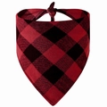 Classic red and black buffalo plaid cotton pet bandana with durable stitched edges - Plain Red & Black Plaid