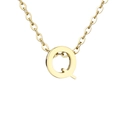Minimalist stainless steel gold plated necklace featuring a polished letter Q pendant - Letter Q