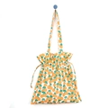 Bolso de lona grande con cordón y estampado de naranjas sobre fondo blanco - Fruta Naranja