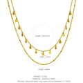 Zweilagige 18K vergoldete Edelstahlkette mit geometrisch gepunkteten Scheibenanhängern - Kleine Scheibe Doppel-Layer-Stil