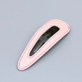 Pink PU leather fashion BB hair clip with textured litchi pattern and sewing detail - Teardrop Pink