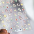 3D relief nail sticker featuring cute cartoon rabbits and tulips with cream finish - TS-724 Sweet Bear - Relief