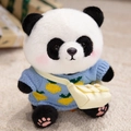 Peluche panda mignonne portant un pull en tricot bleu clair avec motif ananas - Style Pull Carotte Bleue