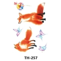 Waterproof temporary tattoo stickers with orange foxes and colorful butterflies, style TH-257 - Th-257 / 210*148mm