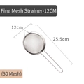 12cm stainless steel fine mesh strainer with 30 mesh density and a long handle - Mesh Strainer - 12cm (30 Mesh)