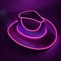 Detail of neon LED glowing pink and purple cowboy hat with EL wire for party and rave events - Adult Wireless-Pink