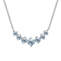 Elegant 925 sterling silver necklace with seven round moissanite stones in a smile curve - Silver (Main Stone 0.5ct/Total 1.7ct)