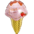 Pink ice cream cone foil balloon with Have a Sweet Day print for birthday decor - Pink Strawberry Ice Cream