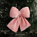 Pink velvet Christmas tree bow decoration, 32cm large festive ornament for tree - Pink Large