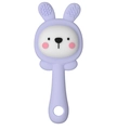 Purple bunny silicone baby teether with textured ears and easy-grip handle - Little Rabbit Rattle Teether / Purple