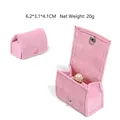 Mini rose red velvet travel jewelry box with snap closure for rings and earrings - Rose Pink