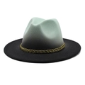Detail of mint green gradient fedora hat with a woven gold and black band accent - M (56-58cm) / Mint Green + Black