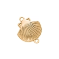 Gold plated stainless steel seashell pendant connector for DIY jewelry bracelets - 510# Horizontal Scallop Pendant Only / 13*17mm (2 Pieces/Pack) / Gold