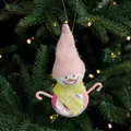 Pink snowman ice cream pendant Christmas tree ornament 17.5cm with glitter details - Snowman