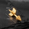 Golden arrow head and feather titanium steel stud earring with dimension markings - Gold Style (S237)