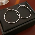 Dettaglio di orecchini a cerchio argento con trama in metallo martellato su astuccio - Cerchio Martellato Argento (Perno in Argento 925) / Argento