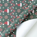 Dark green Christmas wrapping paper with red hats, white snowflakes and zigzag patterns - Best Wishes For You / 50*70CM