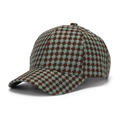 Baseballkappe mit Hahnentrittmuster in Blaugrün und Rotbraun mit gebogenem Rand - Einheitsgröße (56-60cm) / Cyan & Braun Houndstooth (B)