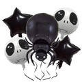 Détail macro du kit de ballons d'Halloween avec araignée noire et motif de crâne - Ensemble d'araignée d'Halloween