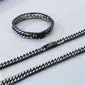 Klassisches Set aus schwarzer Panzerkette und Armband aus Edelstahl für Herren - Armband 21cm (ca. 45g) / Schwarz
