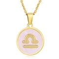 Gouden titanium stalen Weegschaal ketting met roze schelp en dierenriem hanger - Weegschaal / Roze Parelmoer