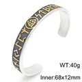 Silver Viking rune bracelet with golden Valknut symbol, size 68x12mm, weighs 40g - Two-tone Gold (KB203059-MZOZ)