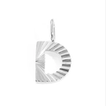 Polished silver alphabet D pendant with pleated texture for stainless steel necklaces - Letter D / Steel Color