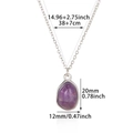 Detail view of purple amethyst pendant necklace with size labels and dimensions - Silver Purple (7)