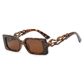 Retro tortoise shell rectangle sunglasses with unique flame shaped hollow temples - Tortoise Shell Frame