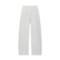 Detailed macro view of white high-waisted pleated balloon trousers fabric texture - XS / White