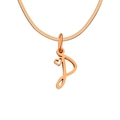 Rose gold stainless steel letter P pendant necklace with heart detail on snake chain - Letter P / Rose Gold