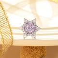 Orecchino a perno esagonale argento con zircone viola ed aloni di cristallo - Pezzo Singolo / Blu-Viola (A208-3#)