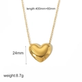 Collana con pendente a cuore in oro 18k con catena regolabile da 400mm di lusso - Collana con Pendente a Cuore 3D (TN3400) / Oro