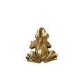 Antique brass sleeping frog figurine, vintage metal desk ornament with rustic bronze finish - Jumping Frog A