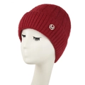 Bonnet en maille bordeaux pour femme avec doublure polaire et détail M en strass brillant - Adulte / Bordeaux