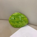 Unique green watermelon shaped clutch bag with a glossy marble texture and ombre finish - Green