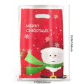 Set of 10 red Christmas gift bags featuring Santa Claus design with carry handles - Bright Red Background Q-Version Santa Style (Style 07) / 10 Pieces Pack