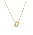 Classic 18k gold necklace with a micro-pave zircon letter U pendant on thin chain - Letter U